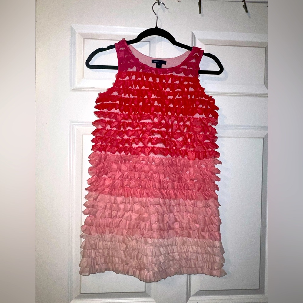 Gap Kids Red and Pink Ruffle Dress